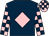 Dark blue, pink diamond, pink and dark blue check sleeves and cap (The Jp Girls)