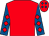 Red, royal blue sleeves, red diamonds and diamonds on cap (Kinneston Racing)