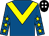 Royal blue, yellow chevron, yellow stars on sleeves, black cap, white spots (Murphy & Shah Partnership)