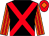 Black, red cross sashes, orange & red striped sleeves, red cap, orange diamond (Probus Racing & Ken Sharp Syndicate)