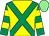 Yellow, emerald green cross belts, emerald green and yellow hooped sleeves, light green cap (Mrs Andrea Wilkinson)