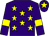 Purple, yellow stars, armlets and star on cap (The Lucky Spinners)