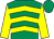 Emerald green & yellow chevrons, yellow sleeves, emerald green cap (Watch This Space Syndicate)