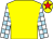 Yellow, light blue and white check sleeves, yellow cap, red star (Sandy's Angels)