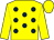 Yellow, dark blue spots, yellow sleeves and cap (Mr B A McGarrigle)