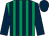 Emerald green and dark blue stripes, dark blue sleeves and cap (Hassle-free Racing)