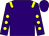 Purple, yellow epaulets, purple sleeves, yellow spots (Miss M Hodgson)