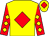 Yellow, red diamond, red sleeves, yellow diamonds, yellow cap, red diamond (Ms Anna Rowney)