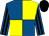 Royal blue and yellow (quartered), royal blue and black striped sleeves, black cap (Mr F A Bishop)