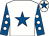 White, royal blue star, royal blue sleeves, white spots, white cap, royal blue star (Belbroughton Racing Club)