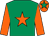 Emerald green, orange star and sleeves, orange cap, emerald green star (The Hollow Lodge Stud Partnership)