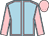 Light blue, pink seams, pink sleeves, light blue seams, pink cap (Miss Charlie McPhillips)