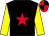 Black, red star, yellow sleeves, black & red quartered cap (M J Hanrahan)