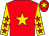 Red, gold star, gold sleeves, red stars, red cap, gold star (Mrs A Devachander)