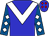 Blue, white chevron, white diamonds on royal blue sleeves, red diamonds on blue cap (Stella Fung Siu Wan)