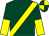 Dark green, yellow sash, halved sleeves, dark green and yellow quartered cap (Top Brass 2)