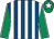 Royal blue & white stripes, emerald green sleeves, white seams, emerald green cap, white star (The Northern Four Partnership)