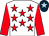 White, red stars, red sleeves, dark blue cap, light blue star (Banner Cat Partnership)