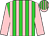 Lime green and pink stripes, pink sleeves, striped cap (Mr Trevor & Mrs Robin Denman)