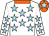 White, sky blue stars, orange collar and cap, sky blue star (Mr Mervyn Singh & Dr Mikshay Singh)