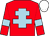 Red, light blue cross of lorraine and armlets, white cap (Varlien Vyner-brooks,dave&Yvonne Simps)