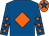Royal blue, orange diamond, orange stars on sleeves, orange cap, royal blue star (D Broad)