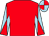 Red, light blue and red diabolo on sleeves, quartered cap (Miss C L Jones)