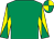 Emerald green, yellow and emerald green diabolo on sleeves, emerald green and yellow quartered cap (Mr E G Tunstall)