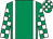 Emerald green, white braces, checked sleeves and cap (Mr Alan Jordan)