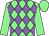 Light green and mauve diamonds, light green sleeves and cap (Mr D R Churches)