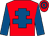 Red, royal blue cross of lorraine and sleeves, hooped cap (Mr T M Clarke)