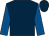 Dark blue, royal blue sleeves (Mrs Felicity Cadbury)
