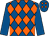 Royal blue & orange diamonds,royal blue sleeves,royal blue cap,orange diamonds (Miss Jennifer O'Kane)