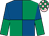 Emerald green & royal blue quartered, halved sleeves, pink & emerald green check cap (Moynalty Partnership)