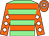 Light green, orange hoops, orange sleeves, white diamonds, hooped cap (Kenny Johnson And Mrs K Elliott)