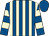 Royal blue and beige stripes, hooped sleeves, royal blue cap (Mr Tim Parker)