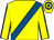 Yellow, royal blue sash, yellow sleeves, royal blue seams, hooped cap (Mr Kenny Telfer)