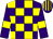 Purple and yellow check, purple sleeves, yellow armlets, striped cap (The Twelve Munkys)