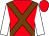 Red, chocolate cross belts, white sleeves (Mr Hugh T Redhead)