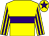 Yellow, purple hoop, striped sleeves and star on cap (Mrs J Snailum)