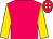 Cerise, gold sleeves, cerise cap, gold spots (Mr Michael Potter)
