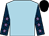 Light blue, dark blue sleeves, mauve stars, black cap (Mr Paul Beer)