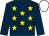 Dark blue, yellow stars, dark blue sleeves, white cap (The Stargazers)