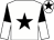 White, black star, black and white halved sleeves, white cap, black star (Rocking Horse Racing)
