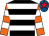 Black, white hoops, orange and white hooped sleeves, royal blue cap, red star (Mr J Dodington)