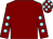 Maroon, light blue spots on sleeves, check cap (Oliver Jack Murphy)