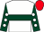 White, dark green hoop, dark green sleeves, white spots, red cap (The Pheasant Plotters)