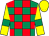 Emerald green and red check, yellow sleeves, emerald green armlets, yellow cap (Owners For Owners & Mrs E Burke)