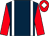 Dark blue, white braces, red sleeves, red cap, white diamond (Mad For Fun & Partners (2))