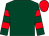 Dark green, red hooped sleeves, red cap (Mrs C J Todd)